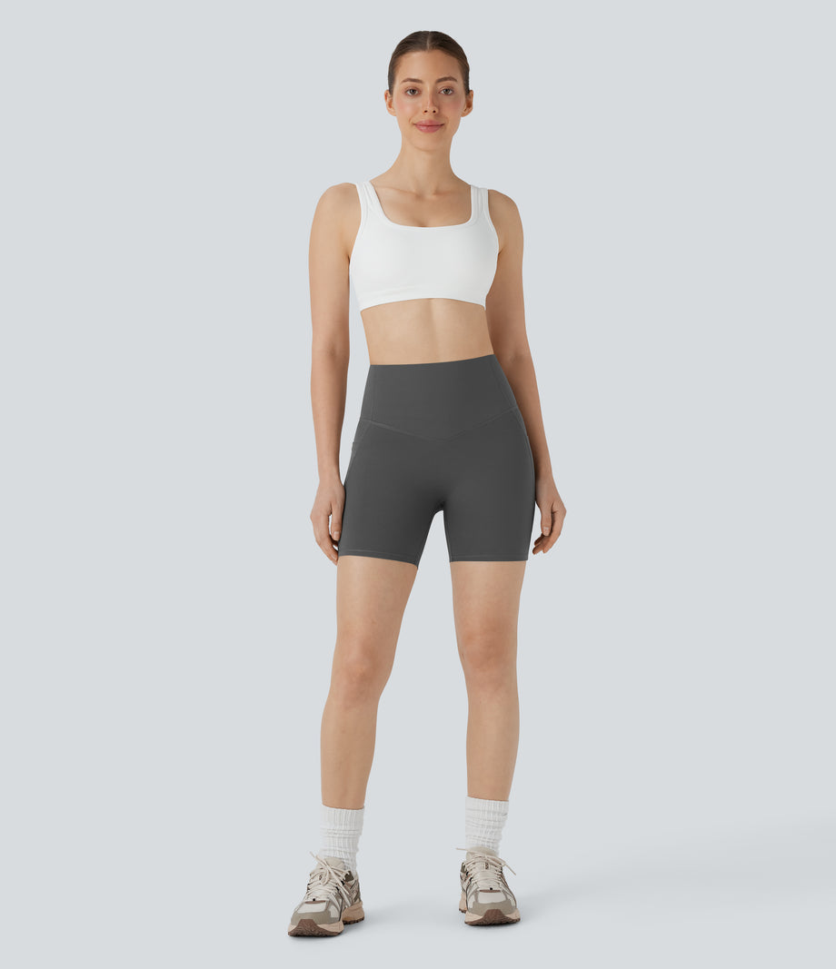 Halara UltraSculpt™ High Waisted Butt Lifting Tummy Control Pocket Shaping Training Biker Shorts 5'' - Volcanic Ash
