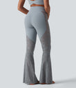 Halara UltraSculpt™ High Waisted Tummy Control Contrast Lace Yoga Flare Leggings with Pocket - Blue Flower Gray