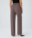 Halara Flex™ High Waisted Zipper Pocket Shirred Straight Leg Work Pants - Roselle Purple