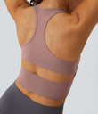 SoftlyZero™ Plush U Neck Racerback Cut Out Cropped Yoga Tank Top - Ash Rose
