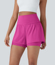 SoftlyZero™ Airy Super High Waisted 2-in-1 Cool Touch Yoga Shorts 5'' with Pockets - Fuchsia Fedora