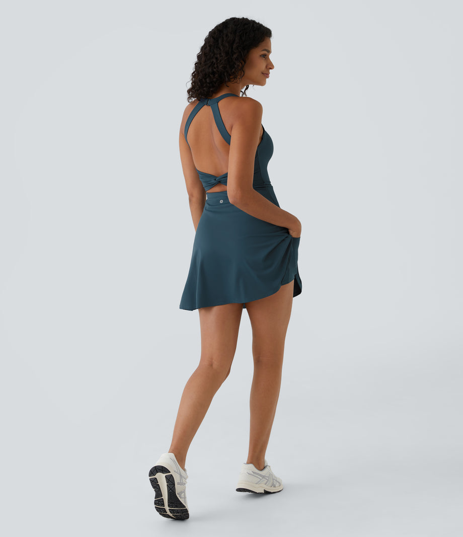 Flare Mini Dance Active Dress-Longer Length - Majolica Blue