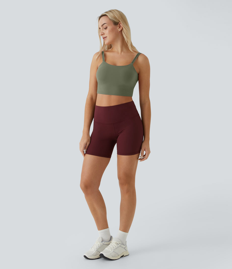 Double Straps Cropped Yoga Tank Top - Wild Grass Green
