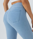 Halara Flex™ High Waisted Pocket Denim Casual Leggings - Washed Denim Sunny Blue