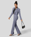 Halara Flex™ High Waisted Back Side Pocket Slight Flare Work Pants - Cement Gray