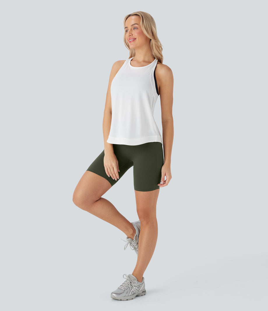 Halara UltraSculpt™ High Waisted Butt Lifting Tummy Control Pocket Shaping Training Biker Shorts 7'' - Deep Woodland Green