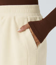 High Waisted Pocket Straight Leg Baggy Mop Corduroy Casual Pants - Vanilla Ice