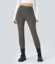 DayStretch High Waisted Zipper Pockets Solid Skinny Cargo Pants - Deep Red Grey