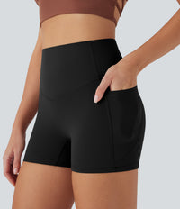 Halara UltraSculpt™ High Waisted Tummy Control Pocket Shaping Training Biker Shorts 3'' - Black