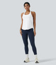 Halara UltraSculpt™ Round Neck Crisscross Back Running Tank Tops DD-F Cups - White
