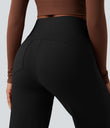 DayStretch High Waisted Tummy Control Wide Leg Baggy Yoga Pants with Pockets - Black