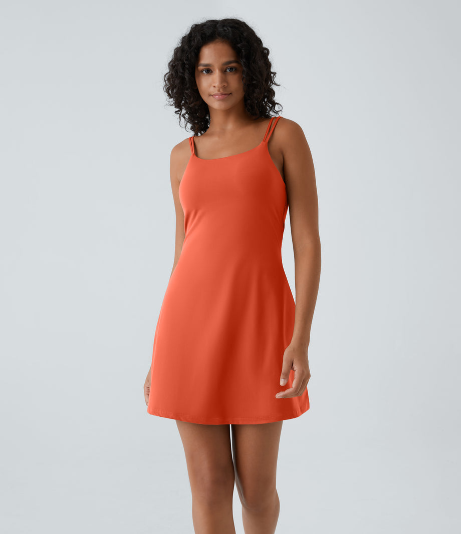 SoftlyZero™ Plush Double Straps 2-Piece Pocket Slip Dance Active Dress A-D Cups - Tigerlily