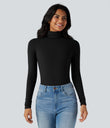 Halara HeatCore Turtleneck Long Sleeve Thumb Hole Casual Warming Top - Black