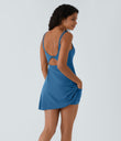 SoftlyZero™ Plush Double Straps 2-Piece Pocket Slip Dance Active Dress A-D Cups - Gloomy Blue