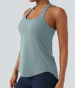 Halara UltraSculpt™ Round Neck Crisscross Back Running Tank Tops DD-F Cups - Ether