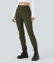 DayStretch High Waisted Zipper Pockets Solid Skinny Cargo Pants - Forest Night