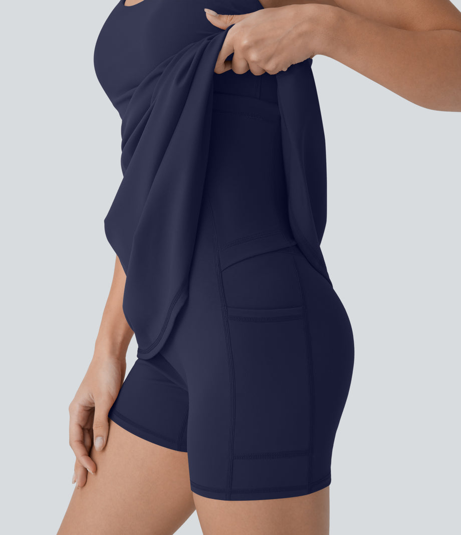 SoftlyZero™ Plush Molded Cups Low Support Dance Active Dress-Easy Peezy Edition A-D Cups - Peacoat