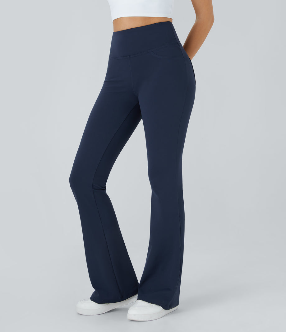 DayStretch High Waisted Pocket Flare Yoga Leggings - Midnight Blue