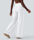 DayStretch High Waisted Tummy Control Wide Leg Baggy Yoga Pants with Pockets - White