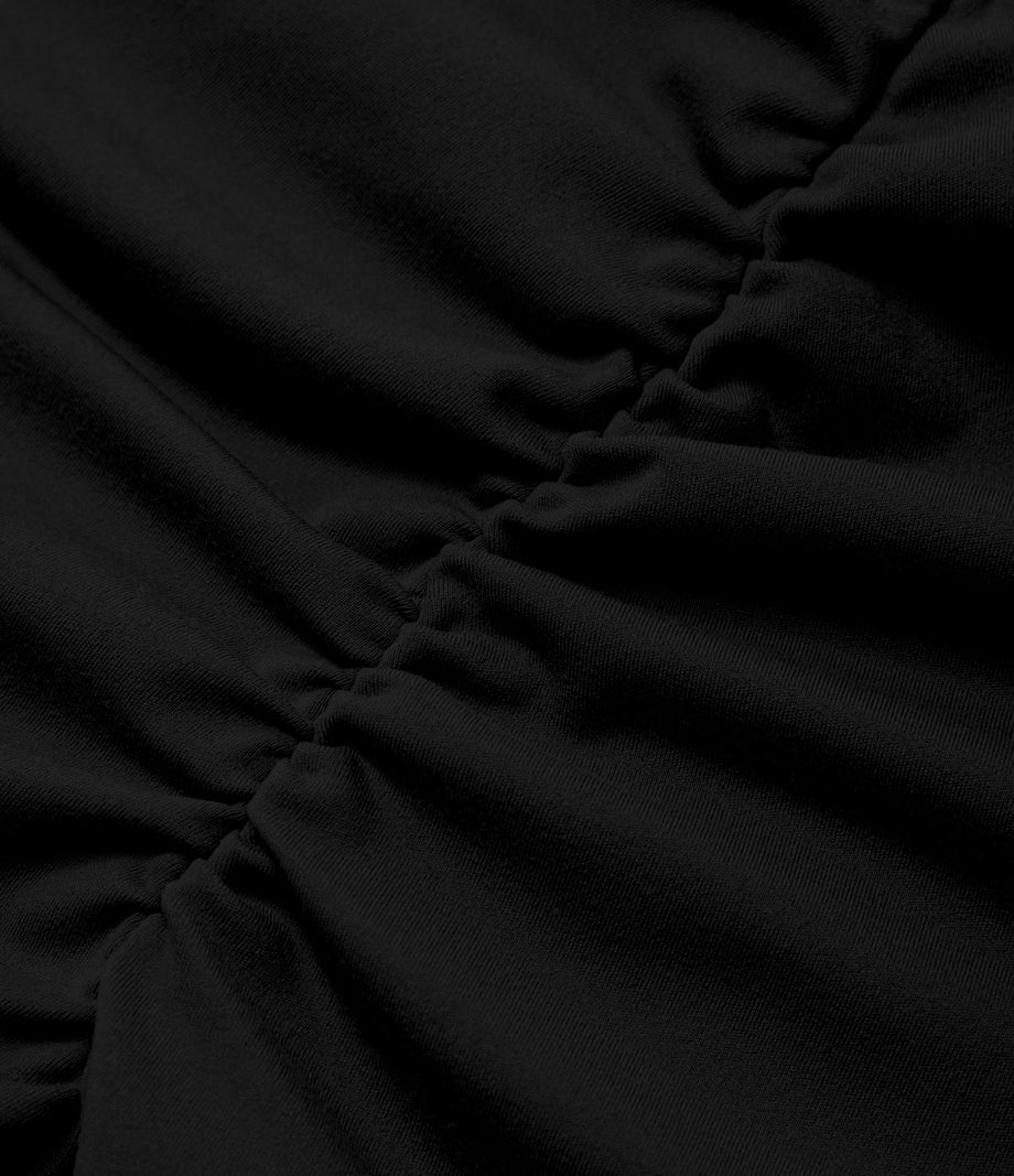 SoftlyZero™ Plush High Waisted Crossover Ruched Yoga Shorts 5'' - Black