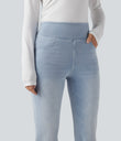 Halara Flex™ High Waisted Pockets Washed Casual Bootcut Jeans - Ice Water Denim