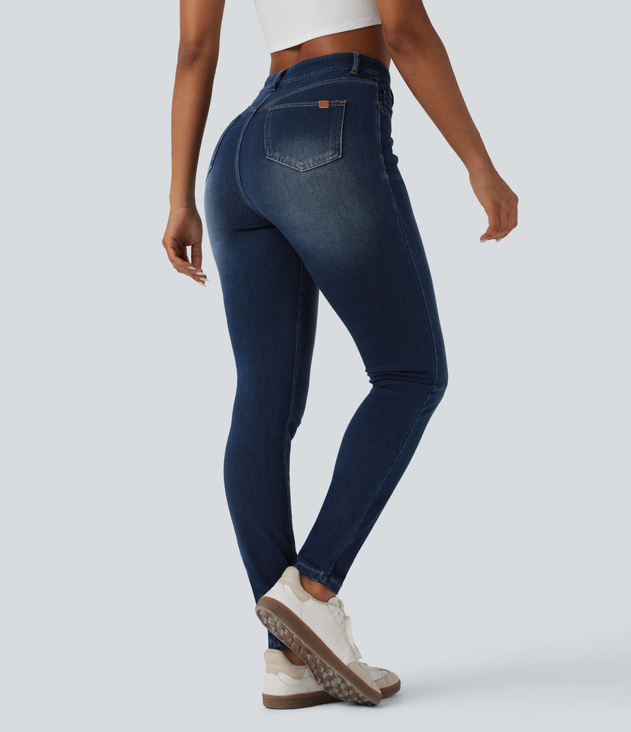 Halara Flex™ High Waisted Casual Skinny Jeans with Pockets - Pageant Blue Denim