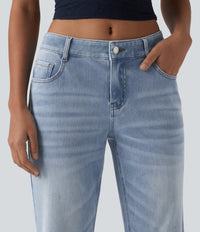Halara Flex™ Low Rise Flare Washed Casual Jeans with Pockets - Light Blue – Glacier Light Blue