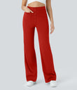 DayStretch High Waisted Pockets Straight Leg Casual Pants - Valiant Poppy