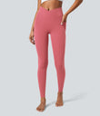SoftlyZero™ Crossover Pocket Plain Leggings-UPF50+ - Begonia Rouge