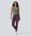 Scoop Neck Crisscross Back Crossover Hem Yoga Cami Top - Hedge Green