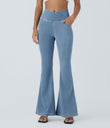 Halara Flex™ High Waisted Crossover Pocket Washed Casual Jeans - Washed Denim Sunny Blue