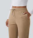 Mid Rise Drawstring Curved Hem Quick Dry Golf Tapered Pants with Pockets-UPF40+ - Cartouche
