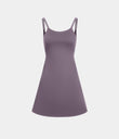 SoftlyZero™ Plush Double Straps 2-Piece Pocket Slip Dance Active Dress A-D Cups - Tulip Purple