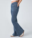 Halara Flex™ High Waisted Crossover Pocket Cool Touch Washed Casual Jeans - Nettle Blue Denim