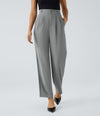 Halara Flex™ High Waisted Zipper Pocket Shirred Straight Leg Work Pants - Mockingbird