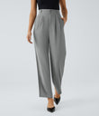 Halara Flex™ High Waisted Zipper Pocket Shirred Straight Leg Work Pants - Mockingbird