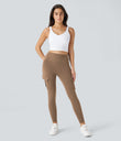 DayStretch High Waisted Cargo Pocket Skinny Yoga Leggings - Burro
