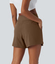 DayStretch High Waisted Work Baggy Shorts 4'' with Pockets - Bison