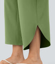 Breezeful™ High Waisted Tummy Control Split Hem Quick Dry Resort Pants with Pockets - Hot Wasabi - Green