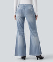 Halara Flex™ Low Rise Flare Washed Casual Jeans with Pockets - Baltic Sea Blue Denim