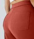 DayStretch High Waisted Pockets Straight Leg Casual Pants - Cinnabar