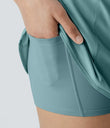 Breezeful™ Super High Waisted Curved Hem 2-in-1 Pocket Quick Dry Yoga Shorts 3.5'' - Mineral Blue