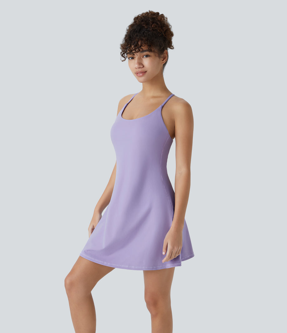 SoftlyZero™ Plush Backless Active Dress - Lavender