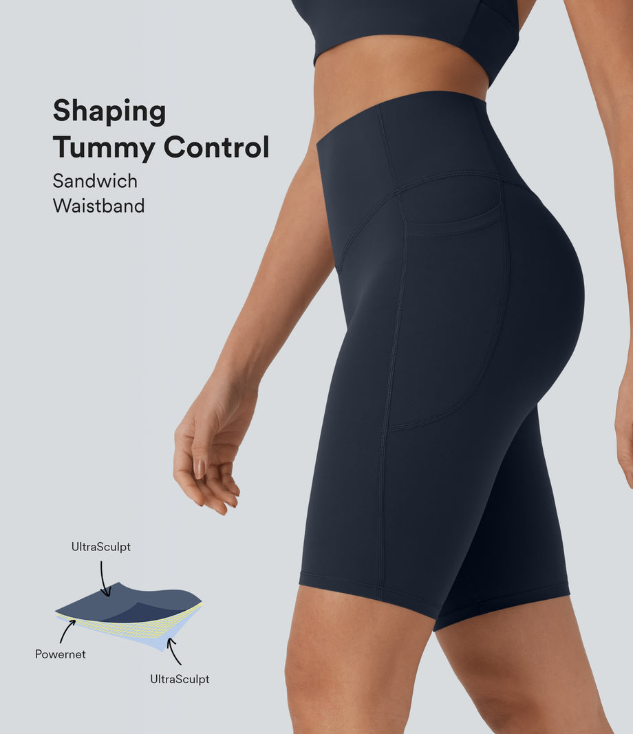 Halara UltraSculpt™ High Waisted Tummy Control Pocket Shaping Training Biker Shorts 9'' - Carbon