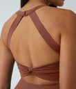 SoftlyZero™ Airy Backless Twisted Flare Low Support Dance Active Dress-Longer Length-Easy Peezy Edition A-D Cups - Sequoia