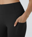 High Waisted Pocket Running Biker Shorts - Black