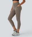 Halara UltraSculpt™ High Waisted Scrunch Butt Lifting Tummy Control Pocket Shaping Capri Training Leggings - Dawn Brown