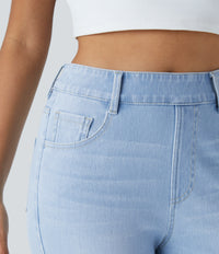 Halara Flex™ High Waisted Pockets Washed Casual Bootcut Jeans - Light Azure Denim