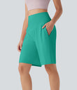 SoftlyZero™ Airy High Waisted Pockets Cool Touch Yoga Bermuda Shorts - Waterfall