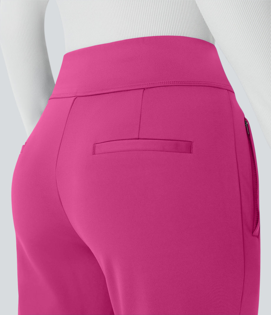 Halara Flex™ DayStretch Mid Rise Side Zipper Pocket Work Flare Pants - Raspberry Rose